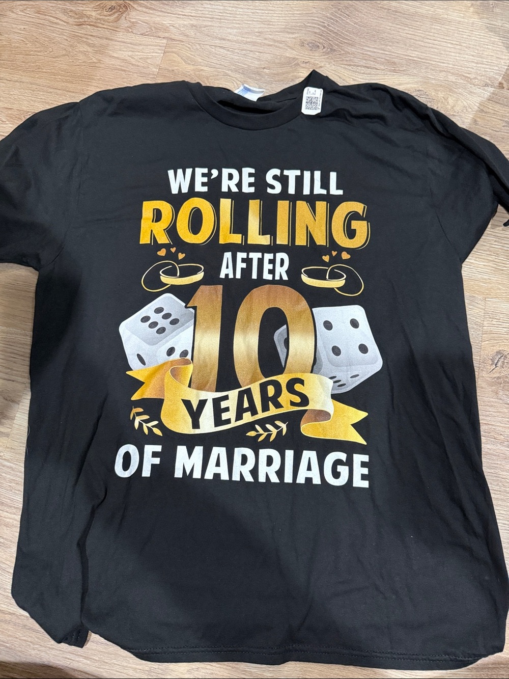 Still Rolling After 10 Years of Marriage Graphic Tee - Black